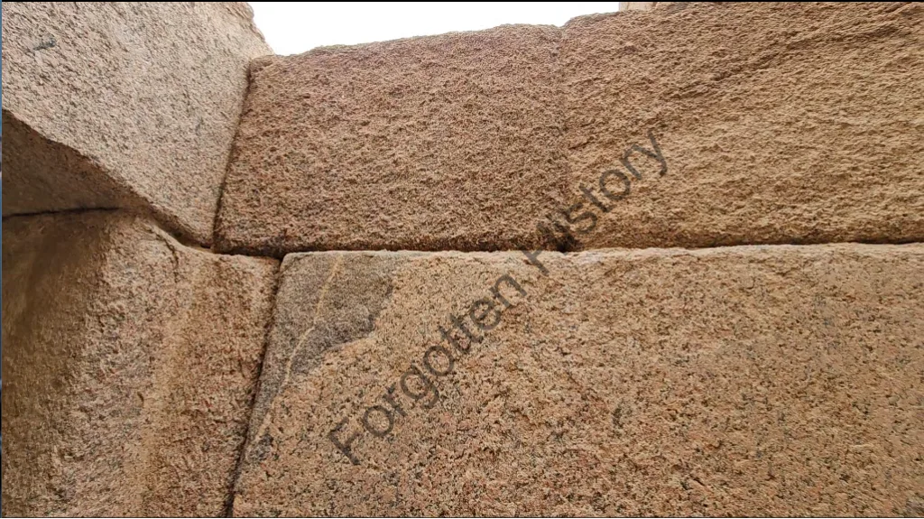internal right angles directly into massive granite blocks at the valley Temple 